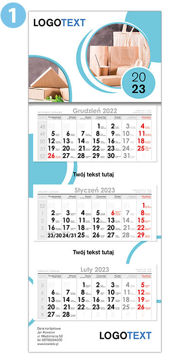kalendarz trójdzielny wzór 1