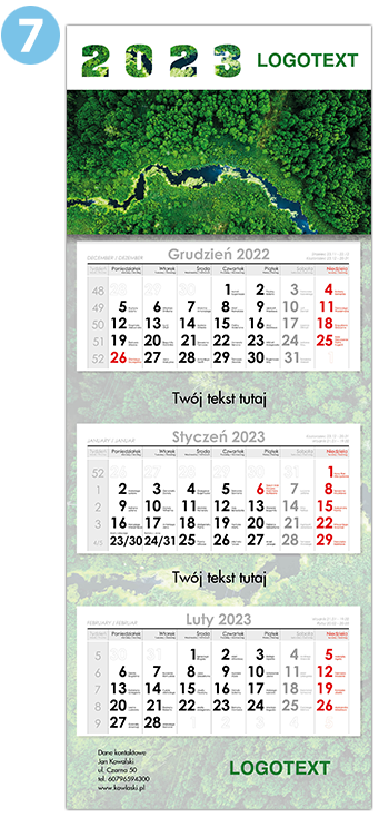 kalendarz trójdzielny wzór 7