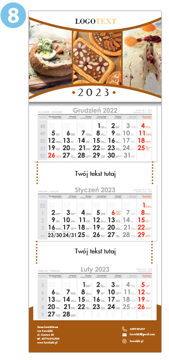 kalendarz trójdzielny wzór 8
