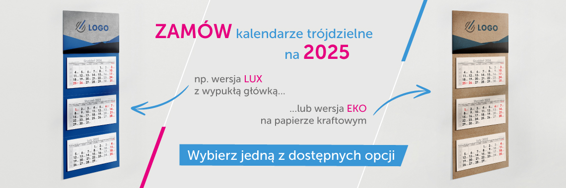 kalendarze tr&oacute;jdzielne z logo dla firm